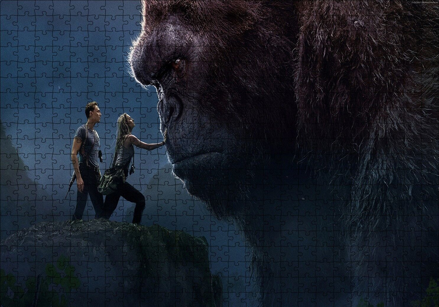 King Kong ve İnsanlar Puzzle Yapboz MDF Ahşap 500 Parça 49 cm X 68 cm