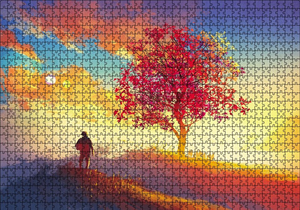 Doğadaki İnsanlar Puzzle Yapboz MDF Ahşap 1000 Parça 49 cm X 68 cm