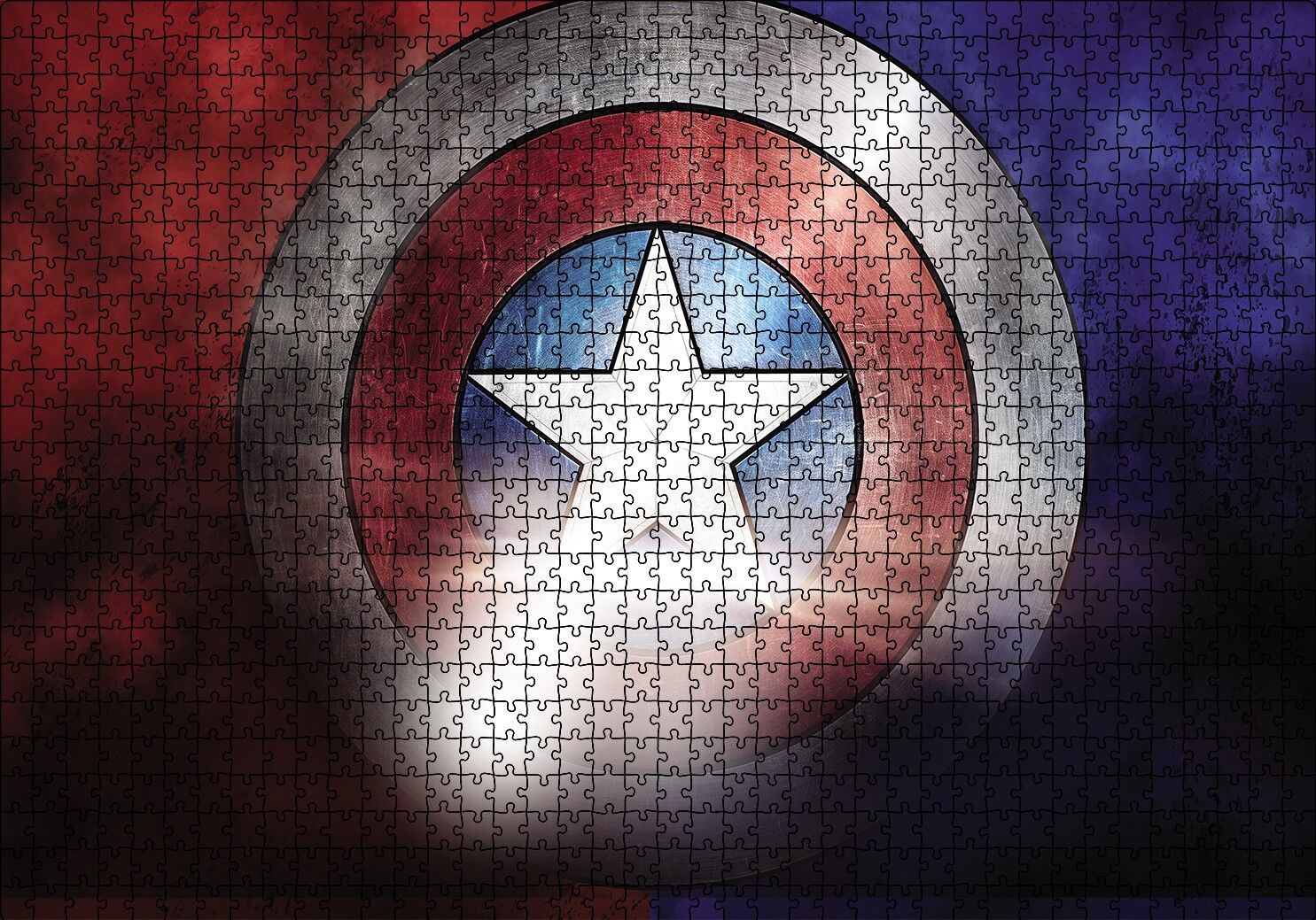 Captain Amerika'nın Kalkanı Logo Puzzle Yapboz MDF Ahşap 1000 Parça 49 cm X 68 cm
