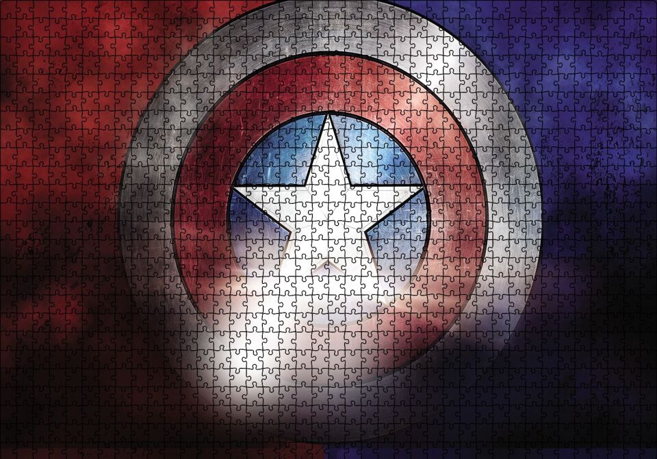 Captain Amerika'nın Kalkanı Logo Puzzle Yapboz MDF Ahşap 1000 Parça 49 cm X 68 cm