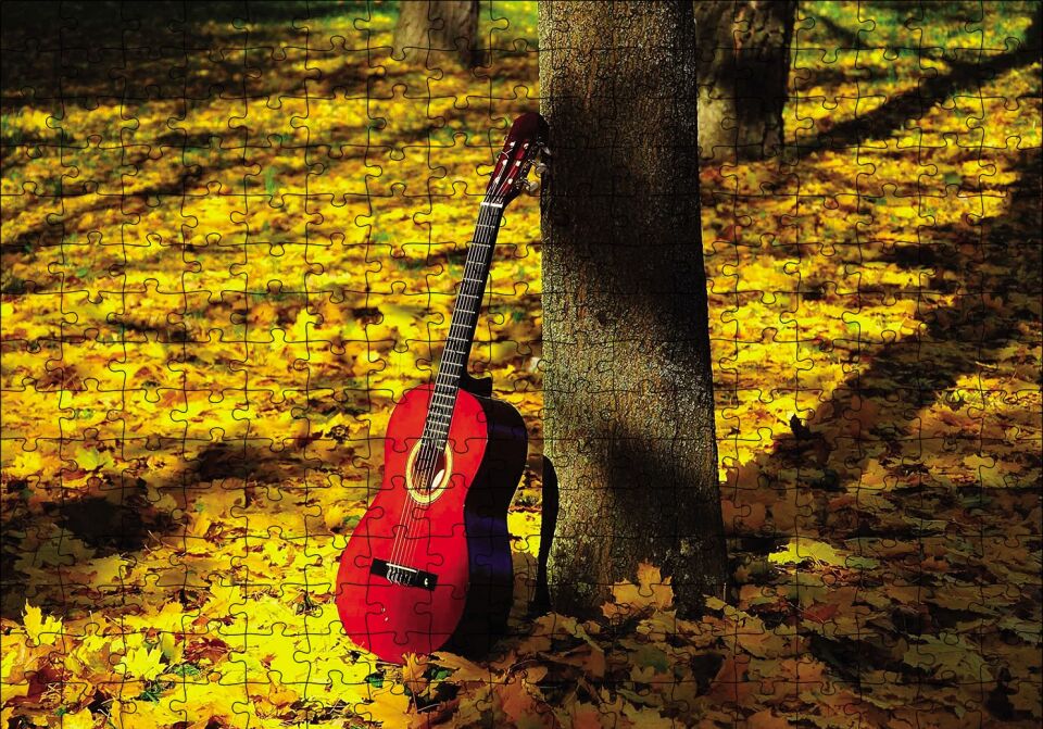 Doğadaki Gitar Puzzle Yapboz MDF Ahşap 255 Parça 34 cm X 49 cm