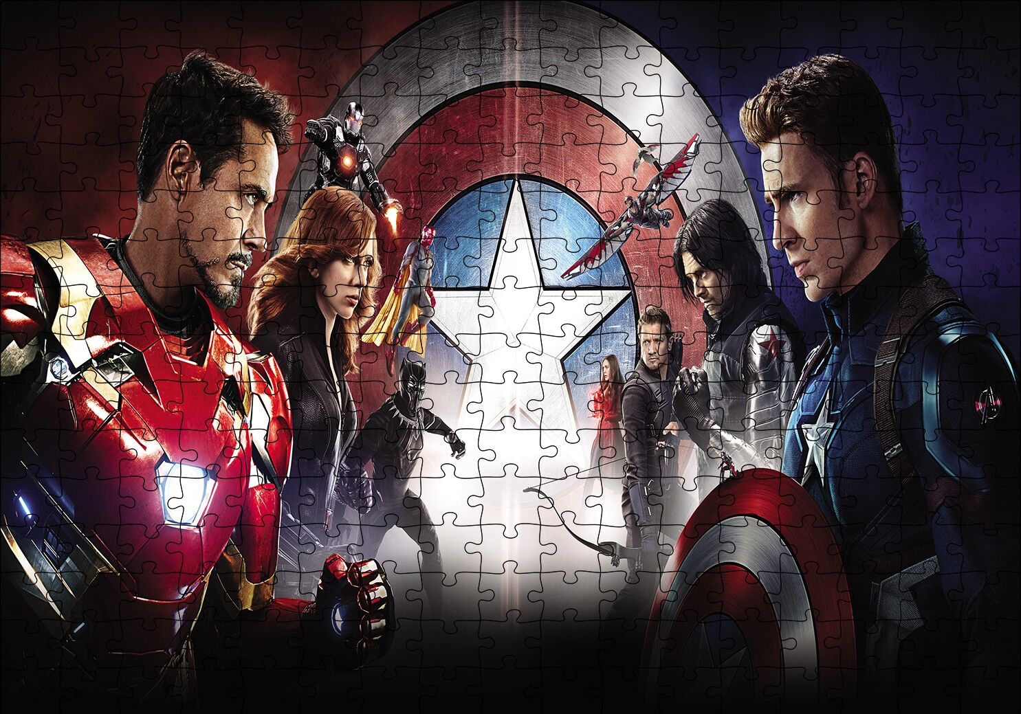 Civil War Kahramanlar Karşı Karşıya Puzzle Yapboz MDF Ahşap 255 Parça 34 cm X 49 cm