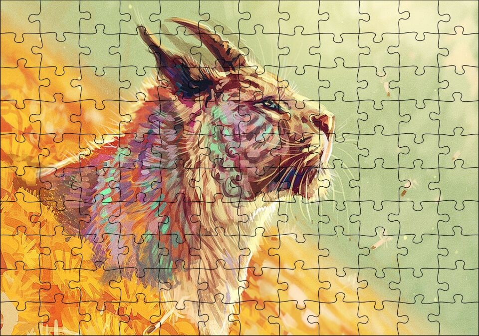 Kaplan Anthro Kükreyen Puzzle Yapboz MDF Ahşap