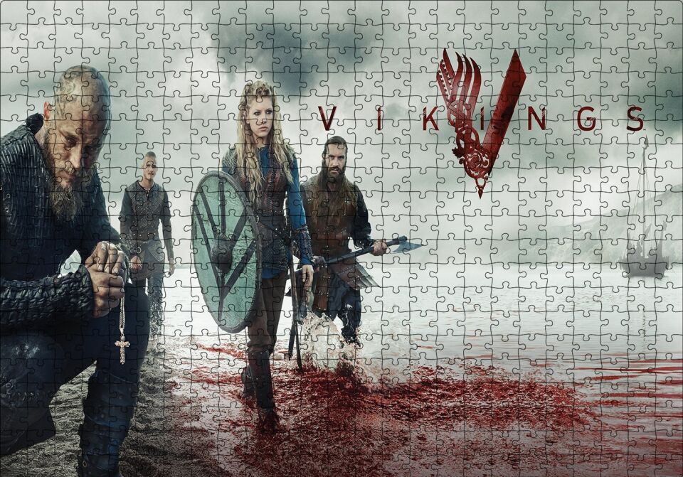 Vikingler Savaş Sonu Puzzle Yapboz MDF Ahşap 500 Parça 49 cm X 68 cm