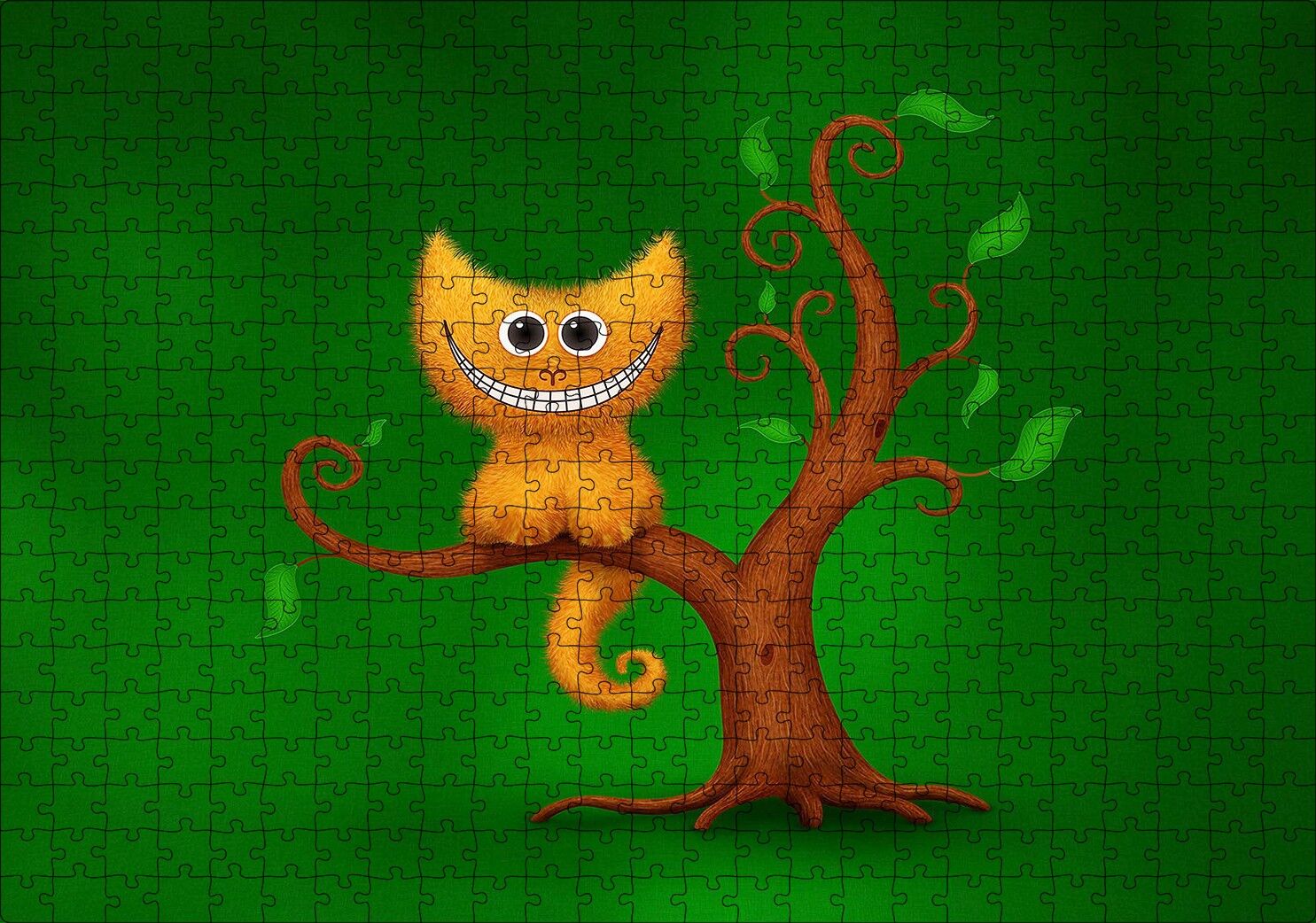 Ağaç Üzerinde Cheshire Kedisi Görseli Puzzle Yapboz MDF Ahşap 500 Parça 49 cm X 68 cm