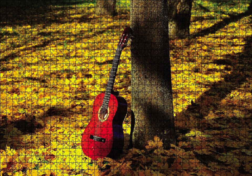 Doğadaki Gitar Puzzle Yapboz MDF Ahşap 1000 Parça 49 cm X 68 cm