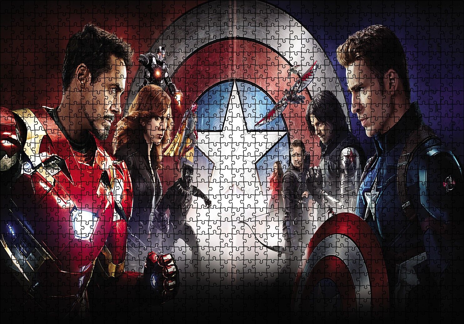 Civil War Kahramanlar Karşı Karşıya Puzzle Yapboz MDF Ahşap 1000 Parça 49 cm X 68 cm