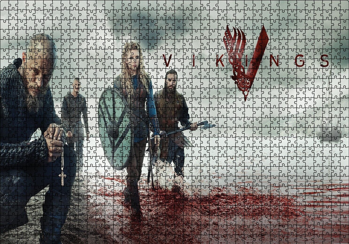 Vikingler Savaş Sonu Puzzle Yapboz MDF Ahşap 1000 Parça 49 cm X 68 cm