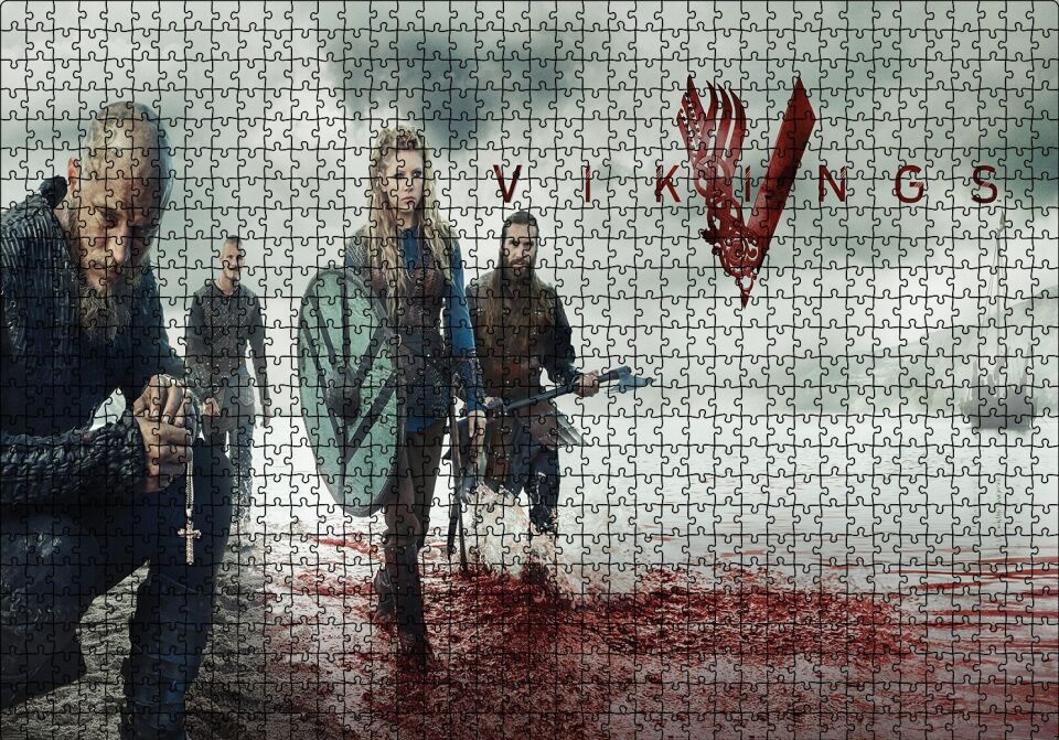 Vikingler Savaş Sonu Puzzle Yapboz MDF Ahşap 1000 Parça 49 cm X 68 cm