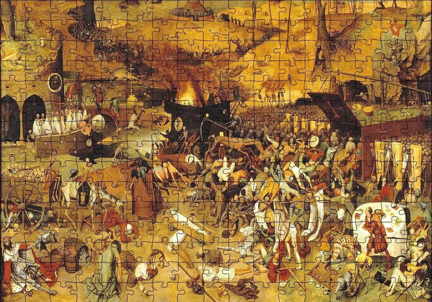 Kahverengi Köy Boyama Pieter Bruegel Puzzle Yapboz MDF Ahşap 255 Parça 34 cm X 49 cm