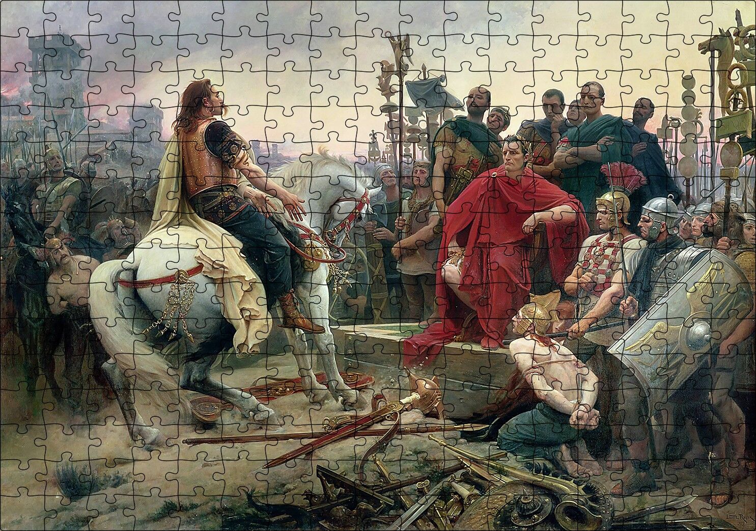 Vercingetorix Jül Sezar'a Meydan Okuyor Puzzle Yapboz MDF Ahşap 255 Parça 34 cm X 49 cm