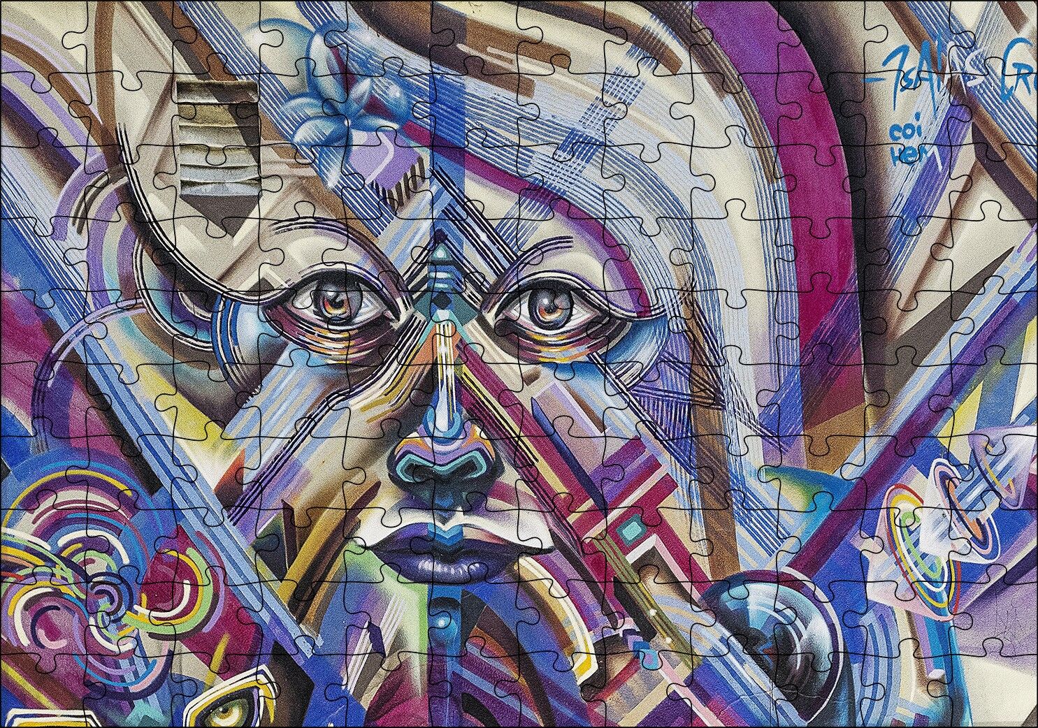 Grafiti Sokak Sanatı Yüz Görseli Puzzle Yapboz MDF Ahşap