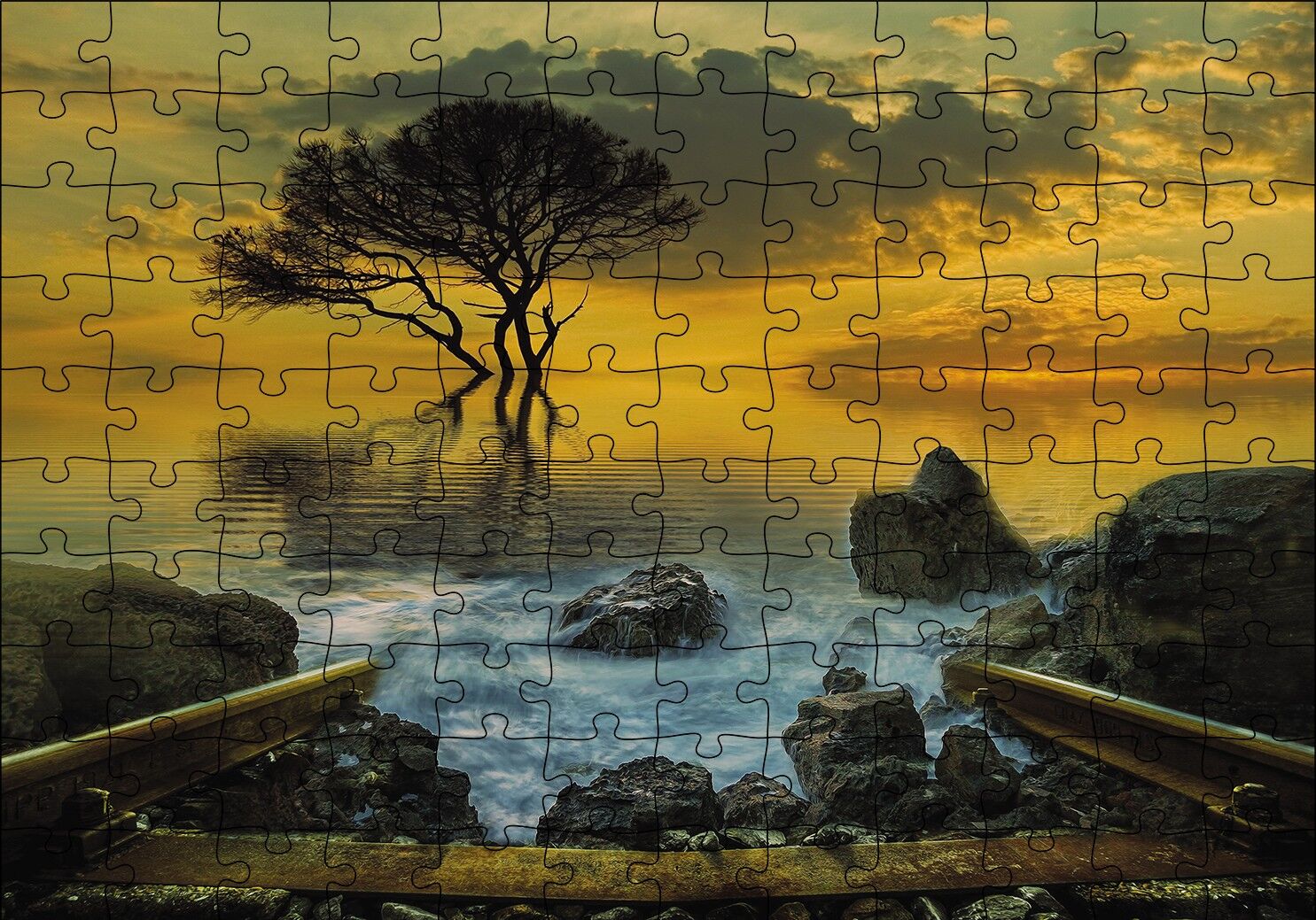Rüya Gün Batımı Su Puzzle Yapboz MDF Ahşap 120 Parça 24 cm X 34 cm