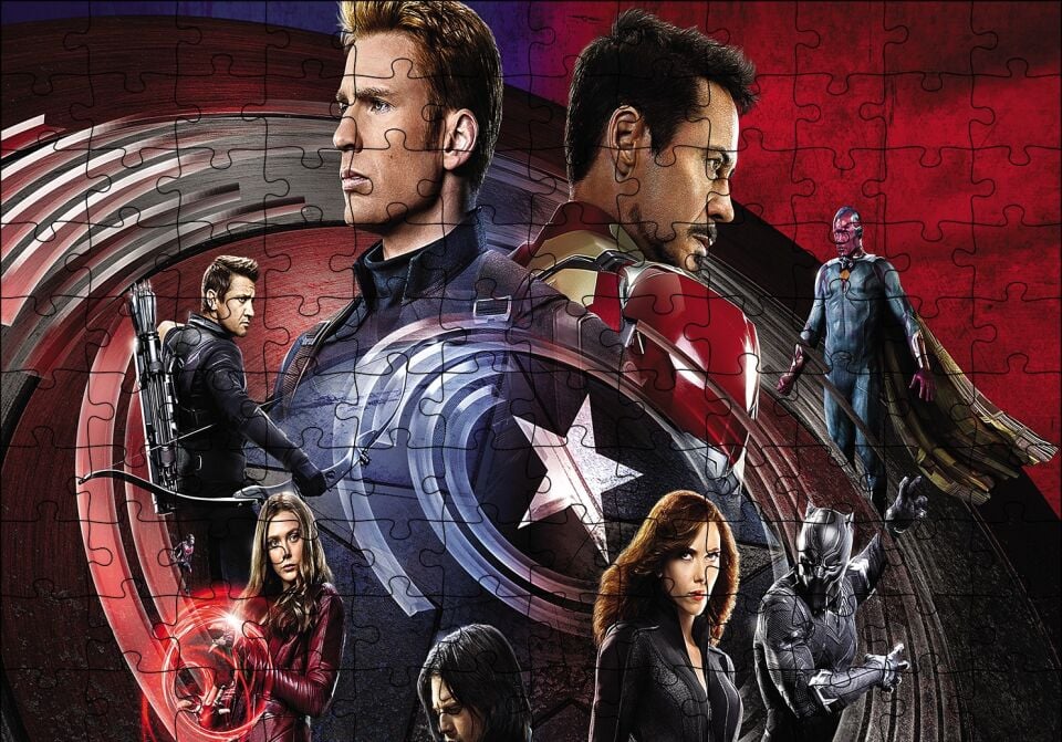 Civil War Tüm Kahramanlar Puzzle Yapboz MDF Ahşap 120 Parça 24 cm X 34 cm