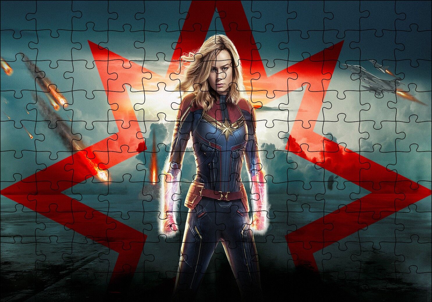 Captain Marvel ve Yıldız Puzzle Yapboz MDF Ahşap