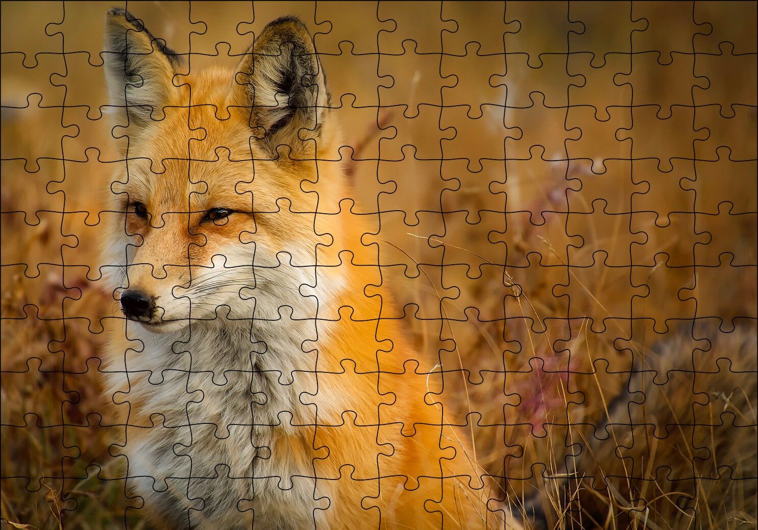 Kahverengi Tilki ve Çayırlar Puzzle Yapboz MDF Ahşap 120 Parça 24 cm X 34 cm