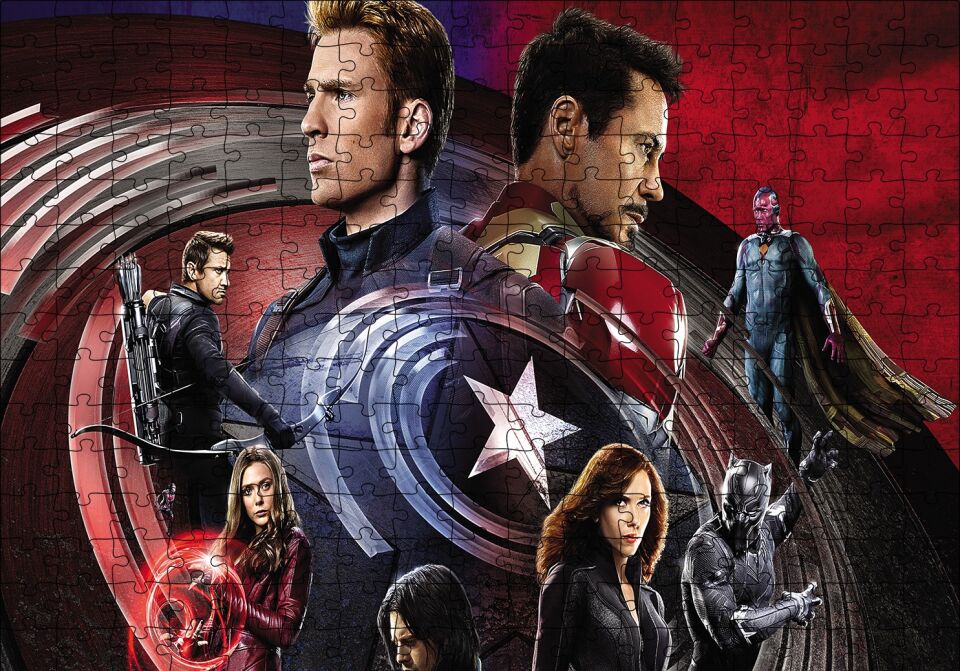 Civil War Tüm Kahramanlar Puzzle Yapboz MDF Ahşap 255 Parça 34 cm X 49 cm
