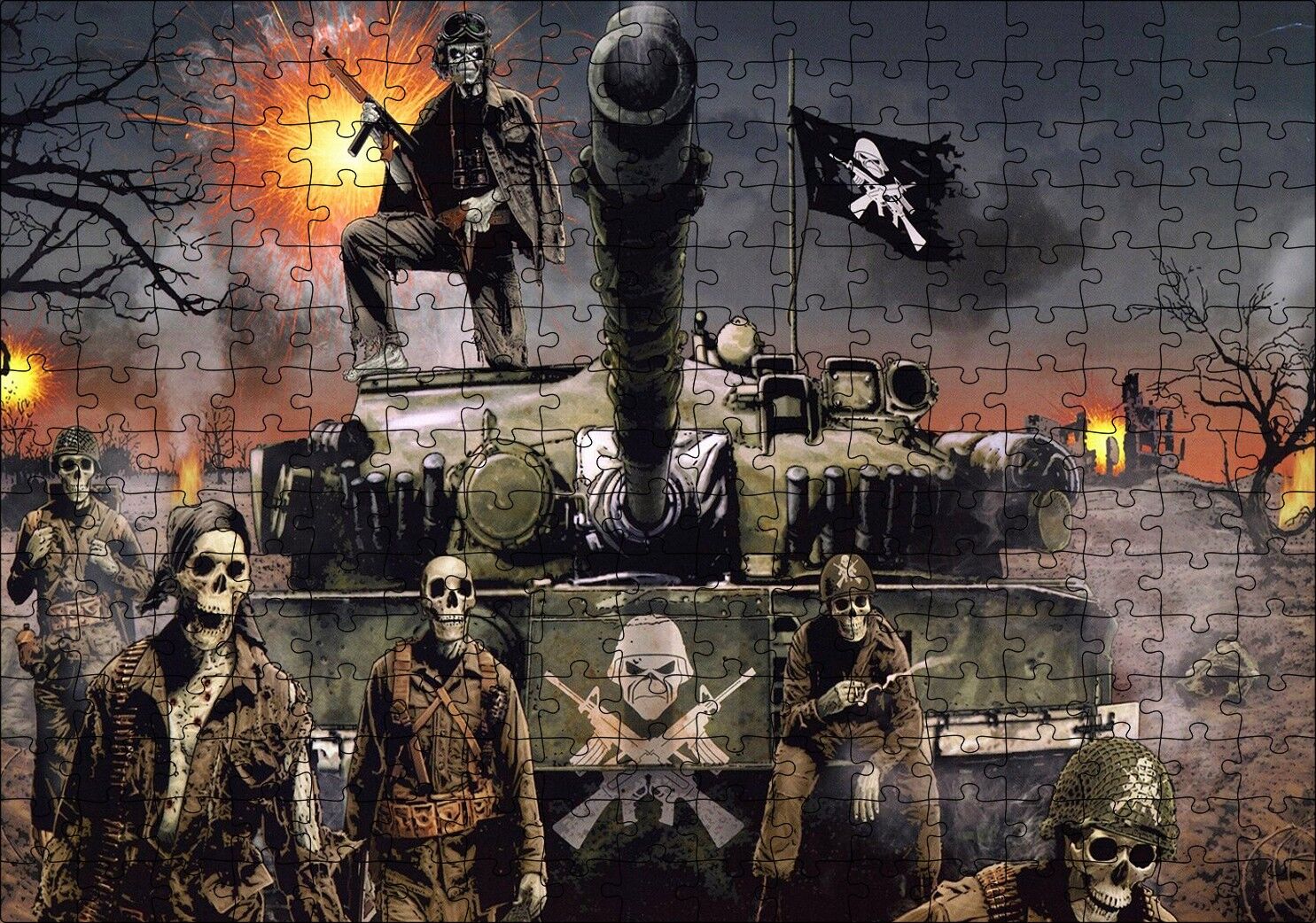 Ölüler Ordusu Tank Taburu Puzzle Yapboz MDF Ahşap 255 Parça 34 cm X 49 cm
