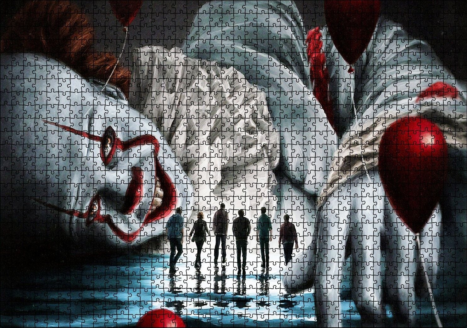 IT Filmi Karakteri Palyaço ve Kurbanları Puzzle Yapboz MDF Ahşap 1000 Parça 49 cm X 68 cm