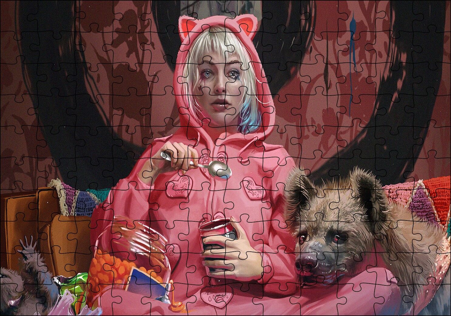Harley Quinn Ayrılık Gözyaşları Görseli Puzzle Yapboz MDF Ahşap