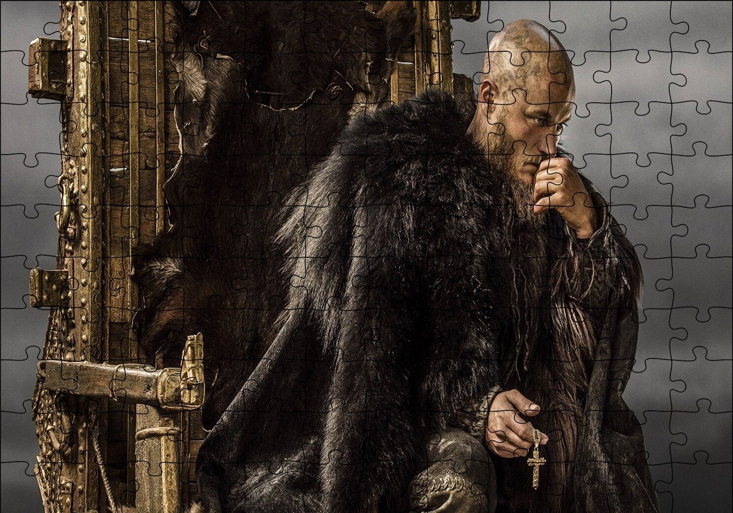 Vikingler Taht Travis Fimmel Puzzle Yapboz MDF Ahşap 120 Parça 24 cm X 34 cm