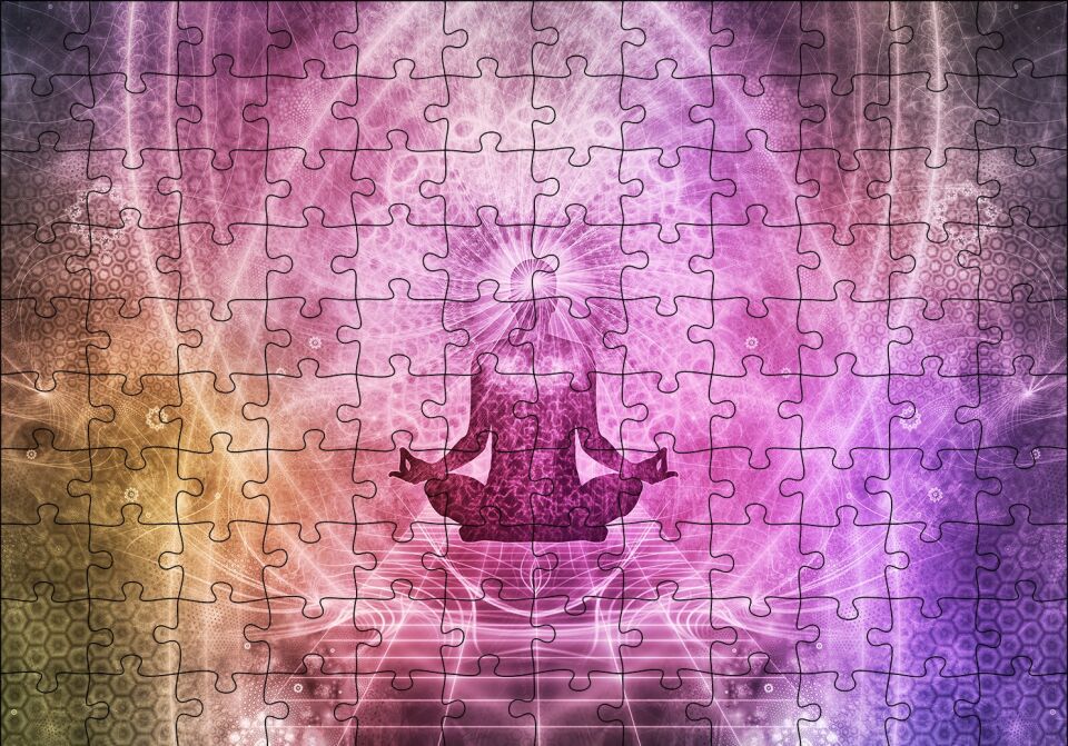 Meditasyon Yapan İnsan Figürü Puzzle Yapboz MDF Ahşap 120 Parça 24 cm X 34 cm