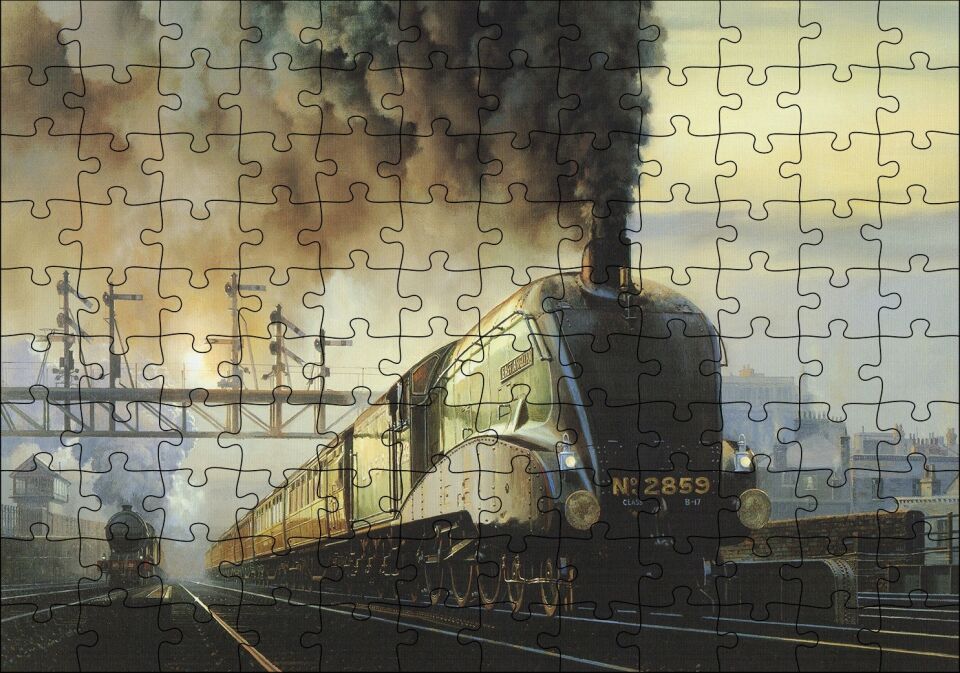 Kömürlü Tirenler İstasyon Kirli Hava Görseli Puzzle Yapboz MDF Ahşap 120 Parça 24 cm X 34 cm
