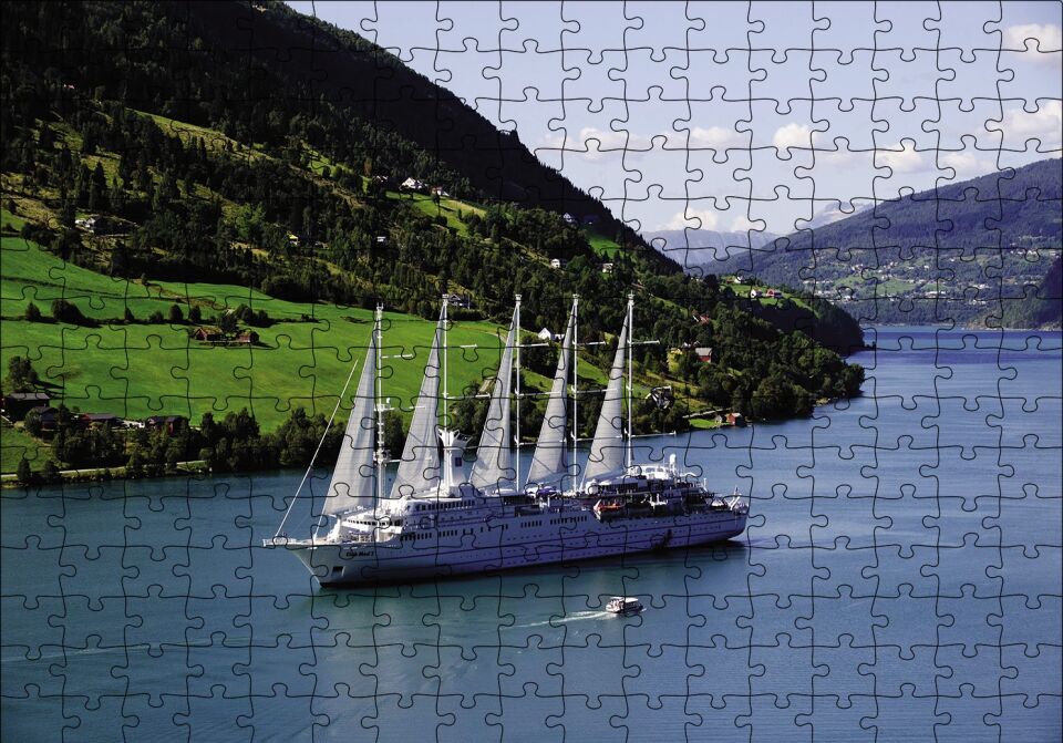 Dev Beyaz Yelkenli Manzara Puzzle Yapboz MDF Ahşap 255 Parça 34 cm X 49 cm
