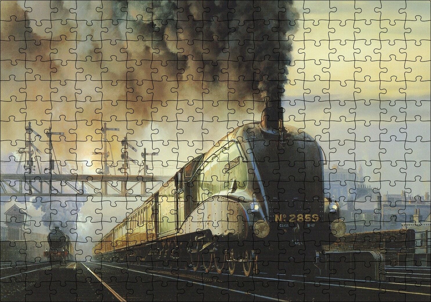 Kömürlü Tirenler İstasyon Kirli Hava Görseli Puzzle Yapboz MDF Ahşap 255 Parça 34 cm X 49 cm