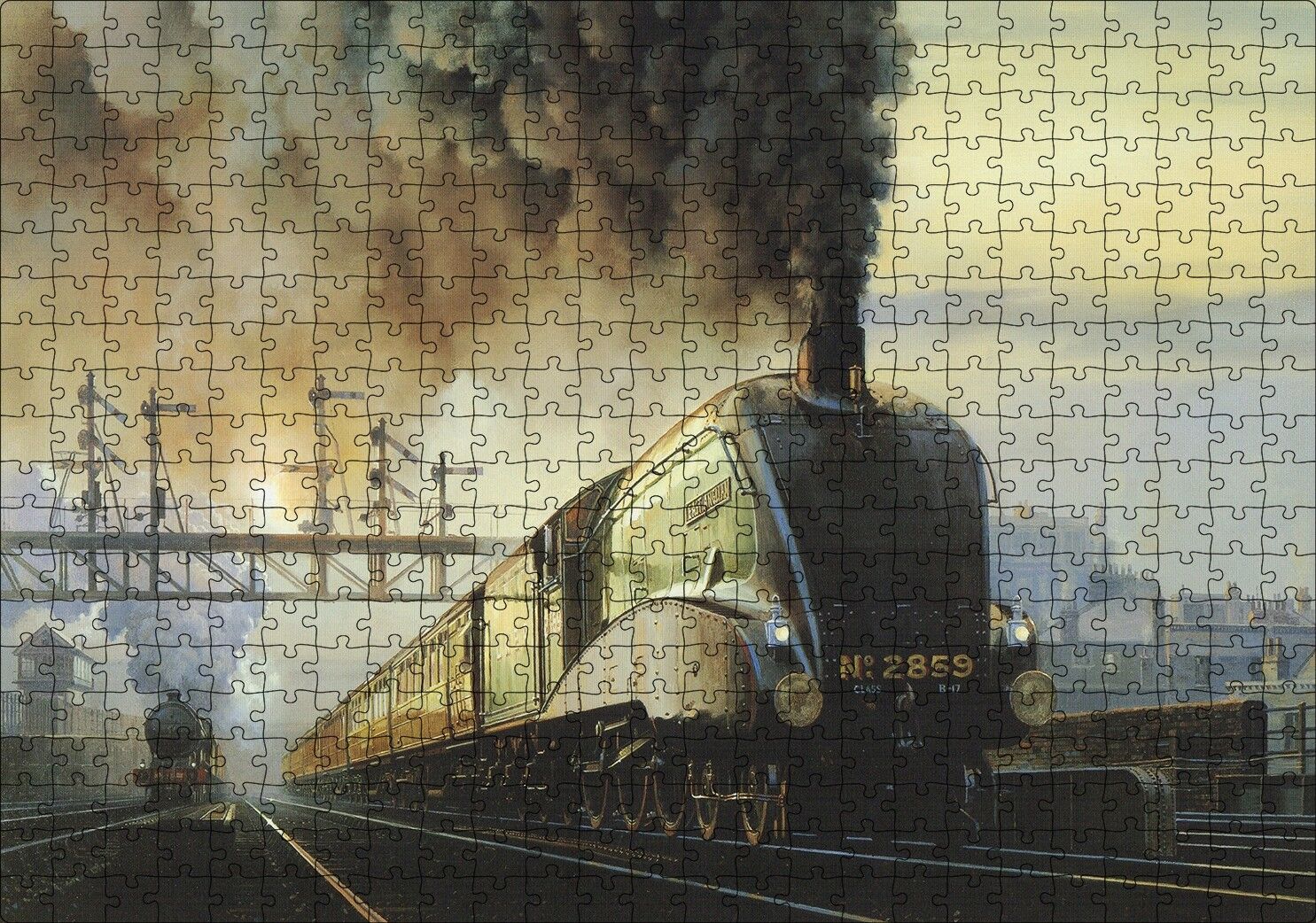 Kömürlü Tirenler İstasyon Kirli Hava Görseli Puzzle Yapboz MDF Ahşap 500 Parça 49 cm X 68 cm