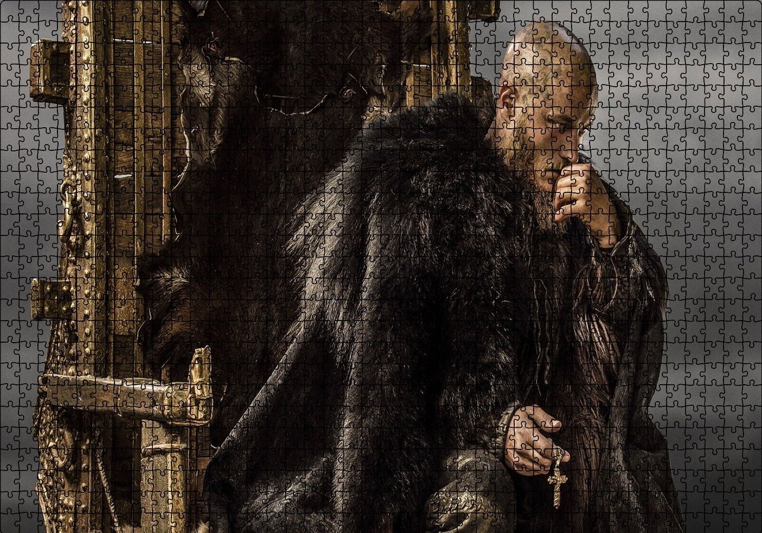 Vikingler Taht Travis Fimmel Puzzle Yapboz MDF Ahşap 1000 Parça 49 cm X 68 cm