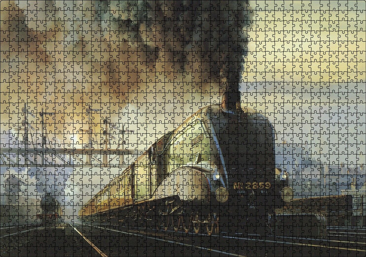 Kömürlü Tirenler İstasyon Kirli Hava Görseli Puzzle Yapboz MDF Ahşap 1000 Parça 49 cm X 68 cm