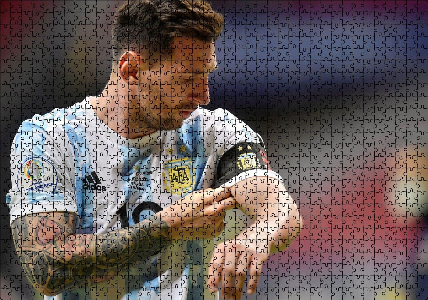 Kaptan Messi Arjantin Milli Şampiyonu Puzzle Yapboz MDF Ahşap 1000 Parça 49 cm X 68 cm