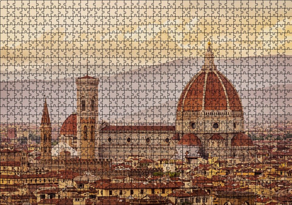 İtalya Floransa Gündoğumunda Şehir Manzarası Puzzle Yapboz MDF Ahşap 1000 Parça 49 cm X 68 cm