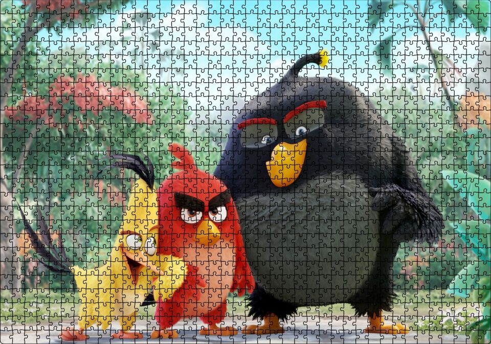 Angry Birds Çizgi Film Puzzle Yapboz MDF Ahşap 1000 Parça 49 cm X 68 cm