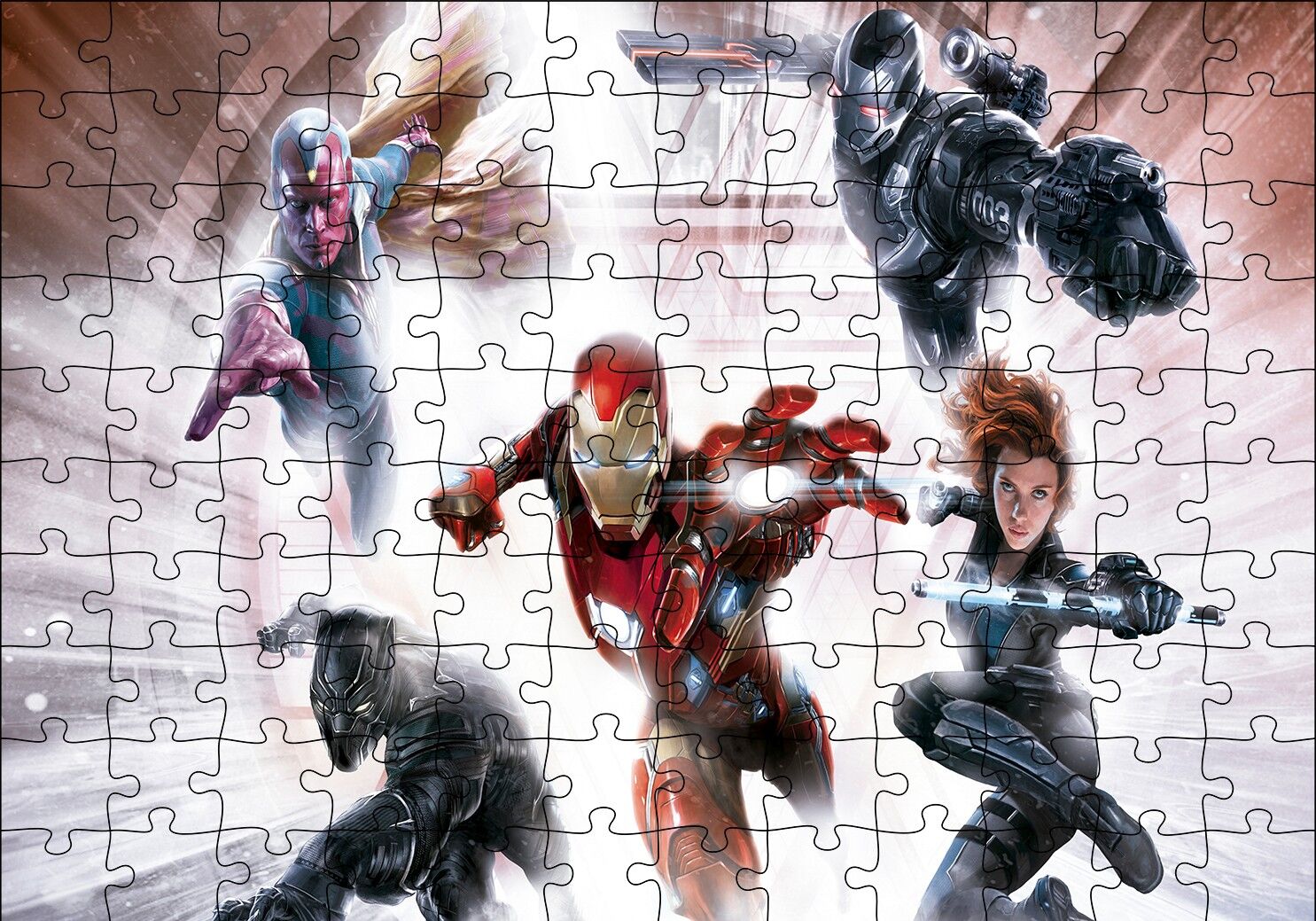 Civil War Iron Man Black Widow Falcon Black Panther Puzzle Yapboz MDF Ahşap