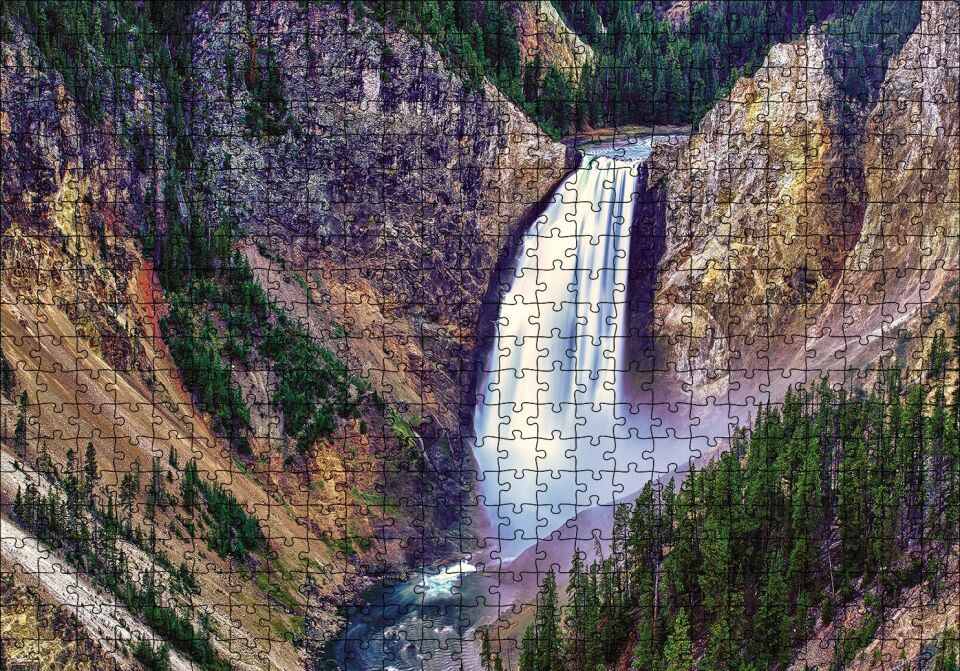 Doğa Dağlarda Şelale Manzara Puzzle Yapboz MDF Ahşap 500 Parça 49 cm X 68 cm