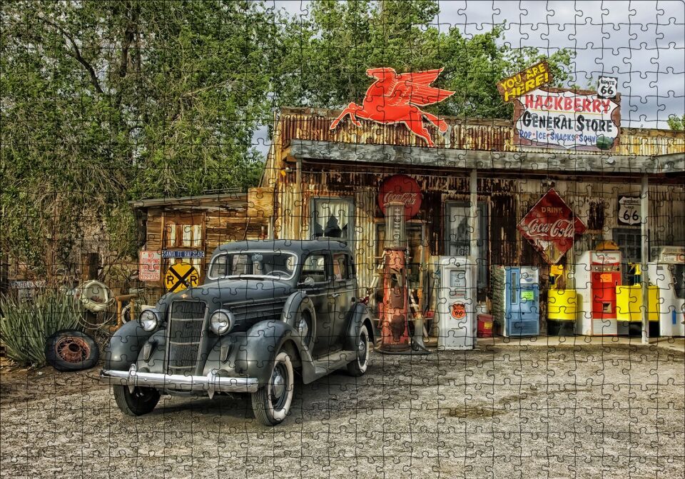 1940 larda Arizona'da Bir Market Puzzle Yapboz MDF Ahşap 500 Parça 49 cm X 68 cm