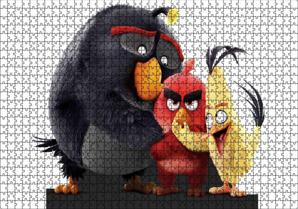 Angry Birds Karekterler Görseli Puzzle Yapboz MDF Ahşap 1000 Parça 49 cm X 68 cm