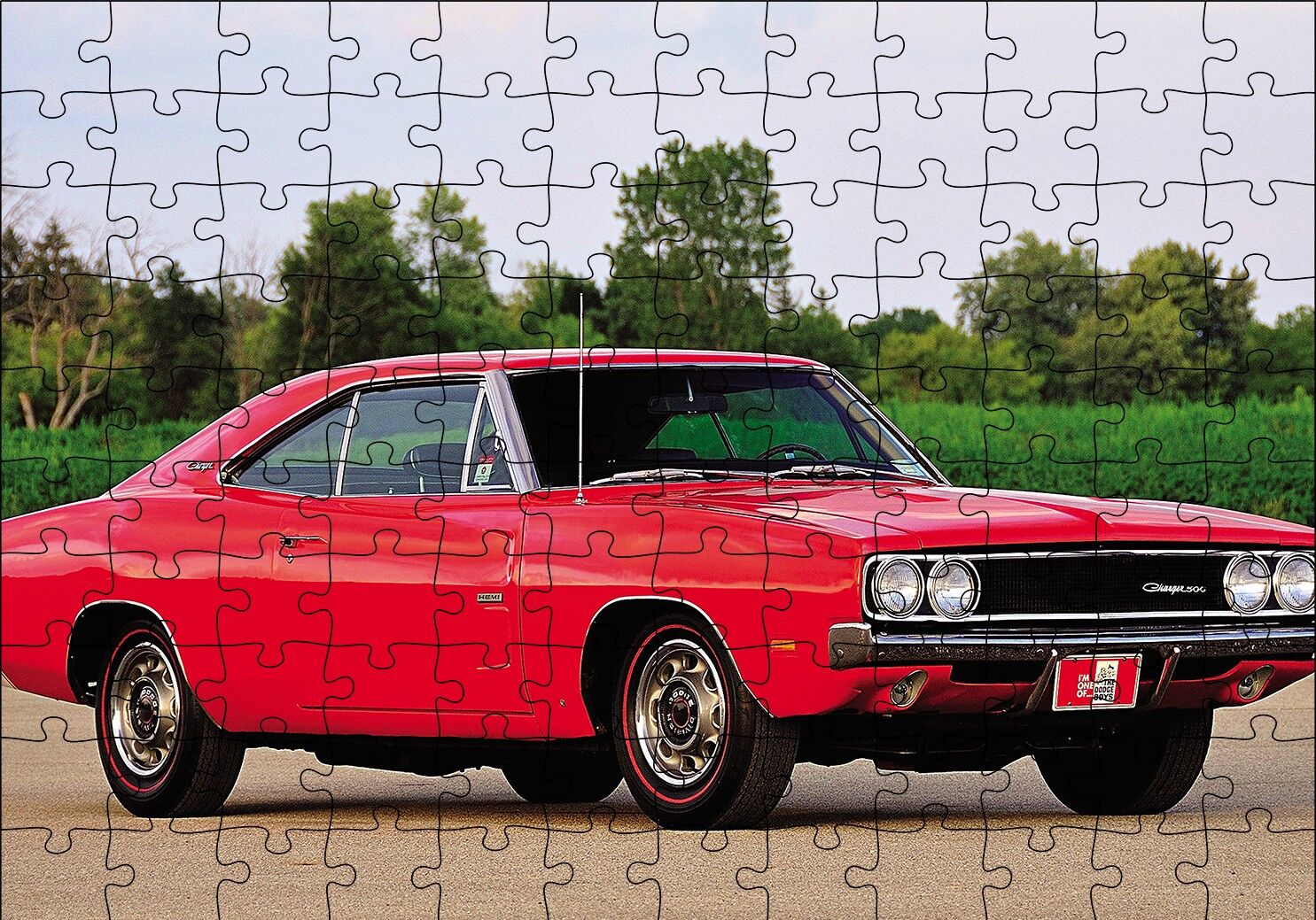 Dodge Charger 500 Otomobil Görsel Puzzle Yapboz MDF Ahşap 120 Parça 24 cm X 34 cm