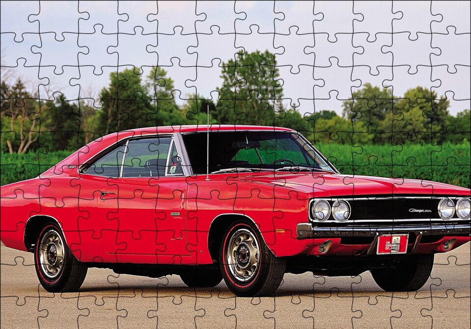 Dodge Charger 500 Otomobil Görsel Puzzle Yapboz MDF Ahşap 120 Parça 24 cm X 34 cm