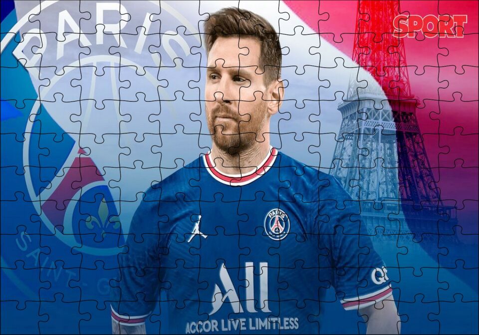 Messi PSG Görseli Puzzle Yapboz MDF Ahşap 120 Parça 24 cm X 34 cm