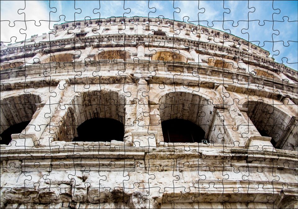 İtalya Roma Kolezyum Amfi Tiyatro Puzzle Yapboz MDF Ahşap 120 Parça 24 cm X 34 cm
