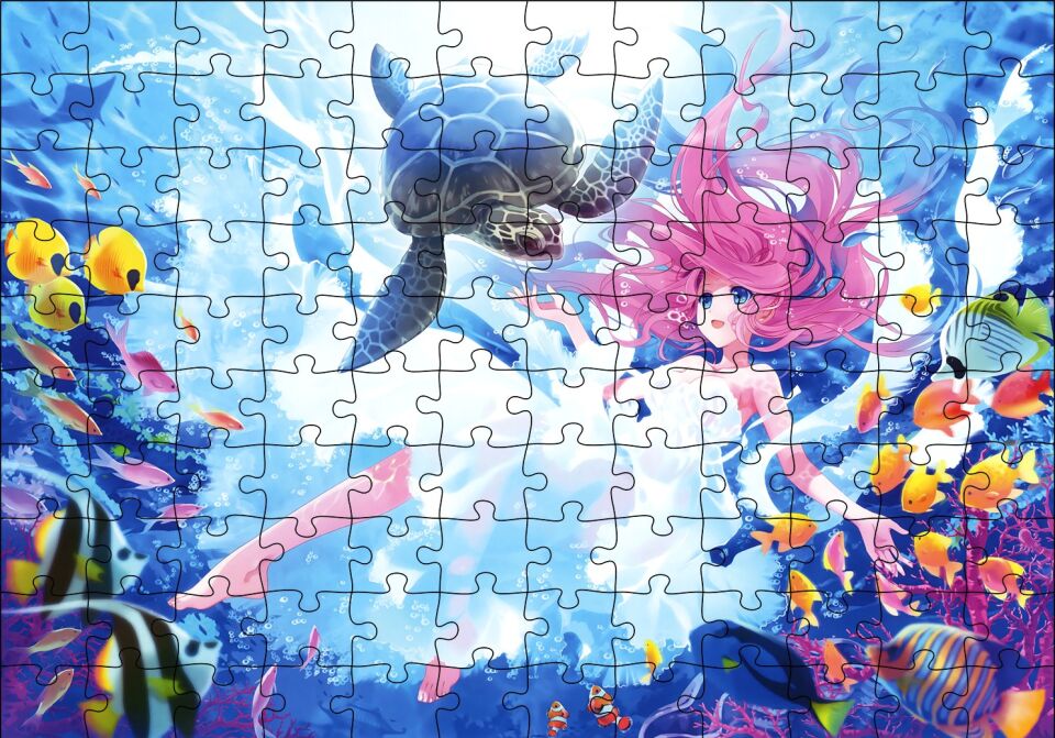 Denizaltı Prensesi Puzzle Yapboz MDF Ahşap