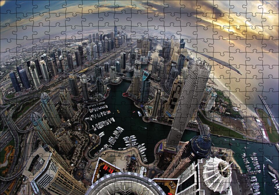 Dubai Kuş Bakışı Puzzle Yapboz MDF Ahşap 255 Parça 34 cm X 49 cm