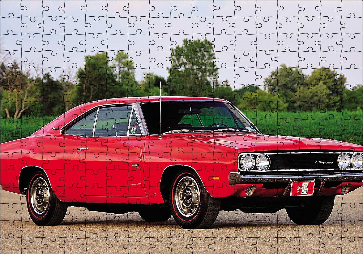 Dodge Charger 500 Otomobil Görsel Puzzle Yapboz MDF Ahşap 255 Parça 34 cm X 49 cm
