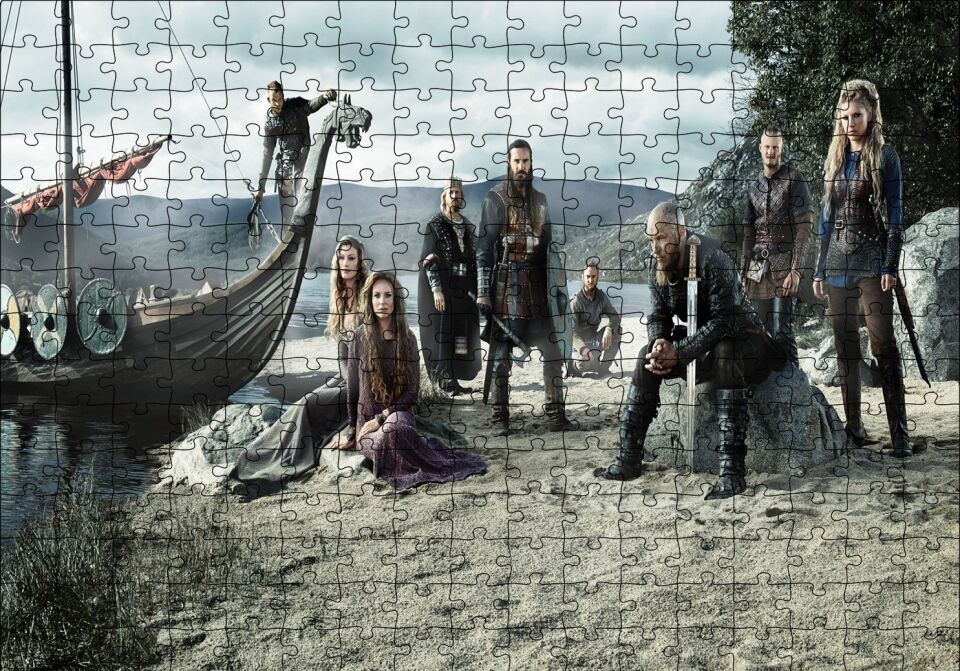 Vikingler Tüm Karakterler Puzzle Yapboz MDF Ahşap 255 Parça 34 cm X 49 cm