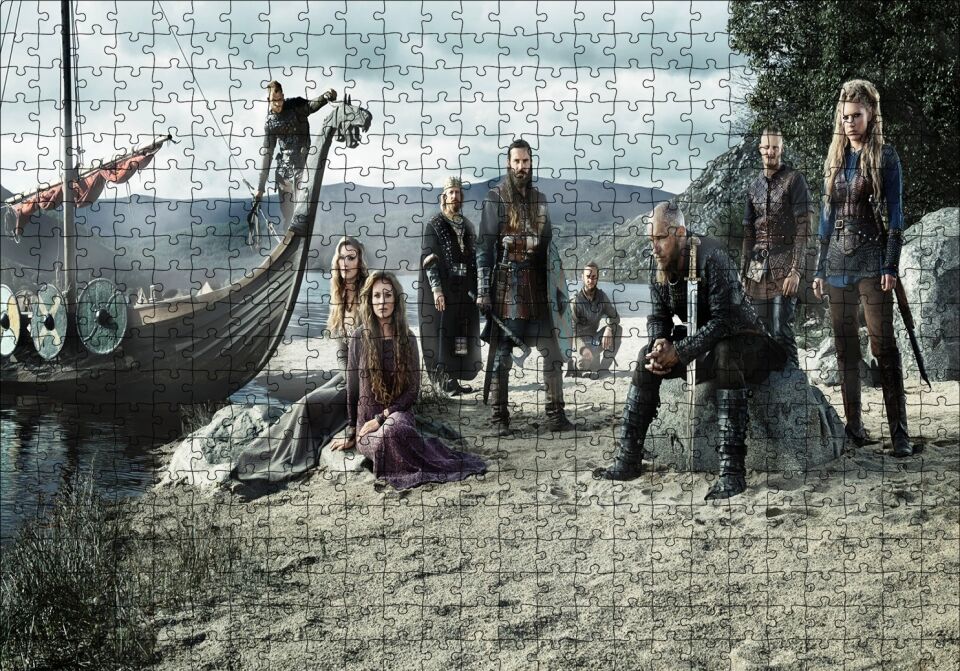 Vikingler Tüm Karakterler Puzzle Yapboz MDF Ahşap 500 Parça 49 cm X 68 cm
