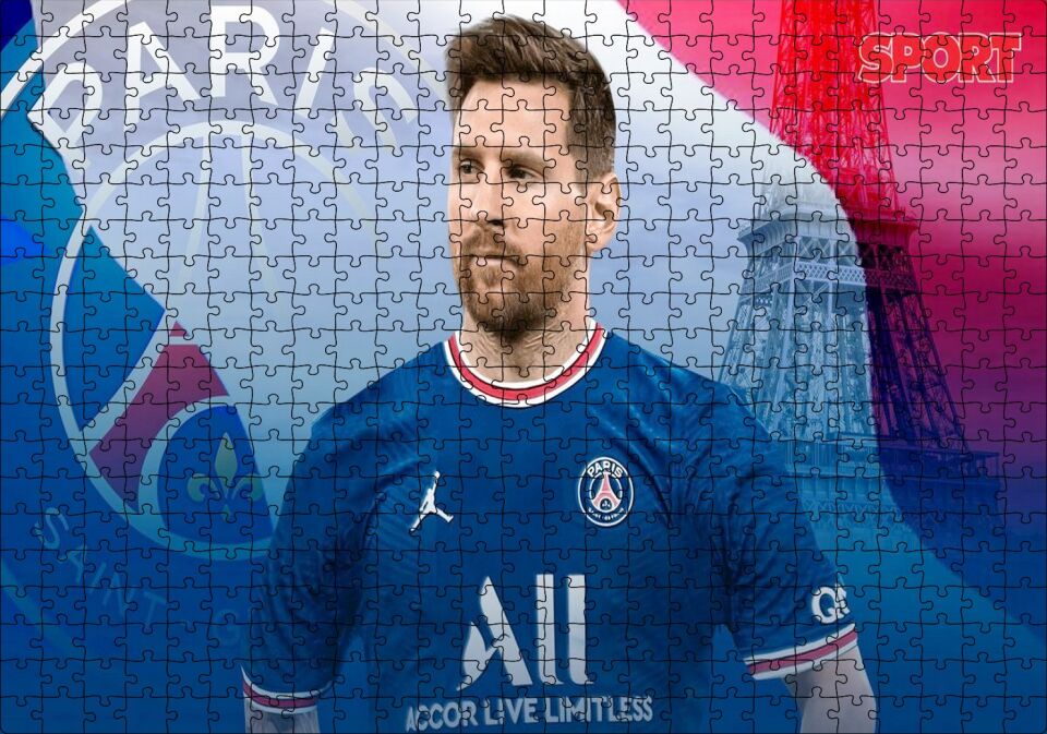 Messi PSG Görseli Puzzle Yapboz MDF Ahşap 500 Parça 49 cm X 68 cm