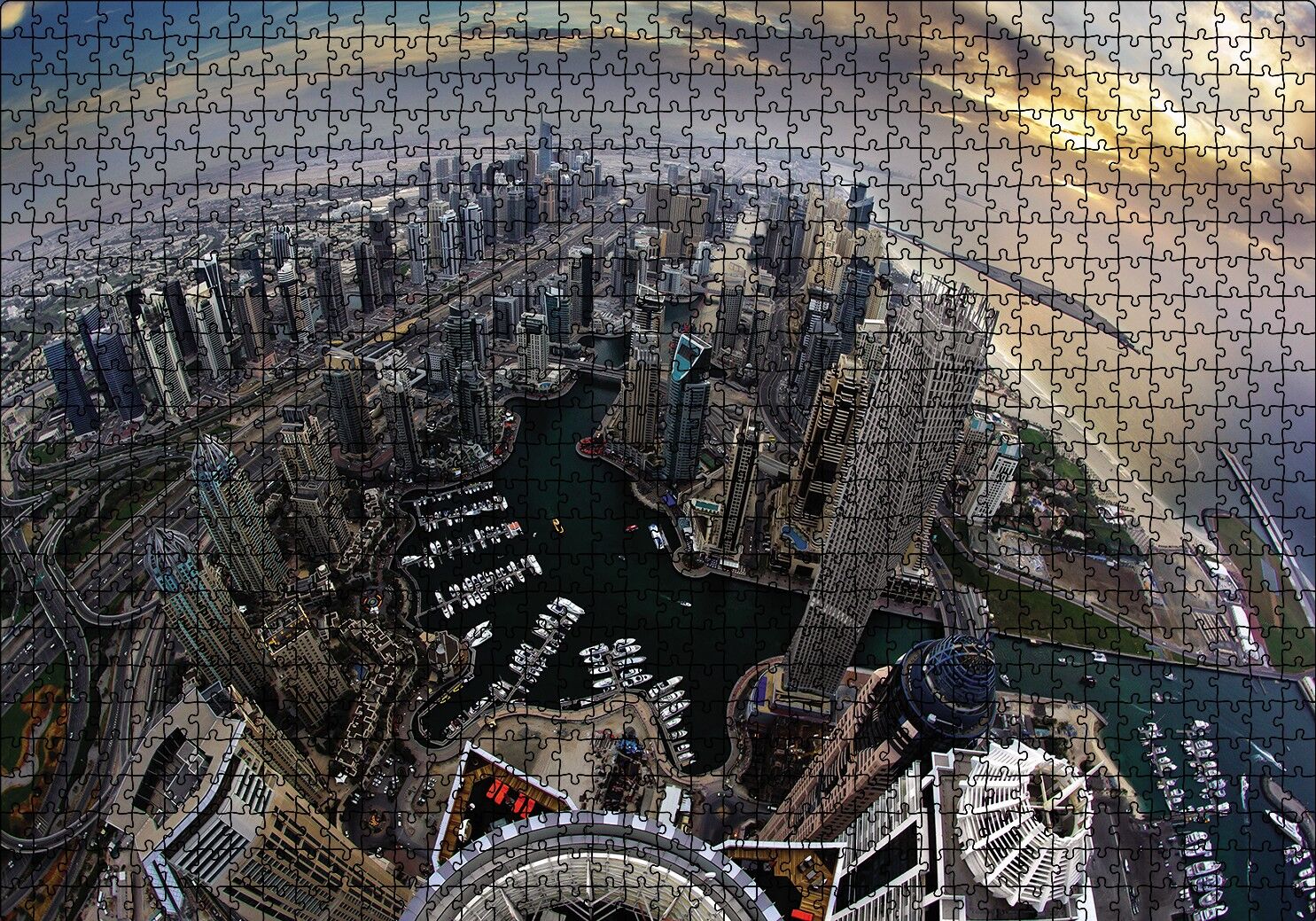 Dubai Kuş Bakışı Puzzle Yapboz MDF Ahşap 1000 Parça 49 cm X 68 cm